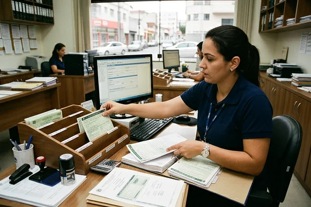 Organização de documentos de licenciamento de veículo em Taubaté.